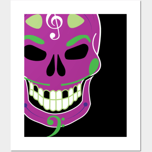 Dia de Los Muertos Music Sugar Skull - Purple Posters and Art